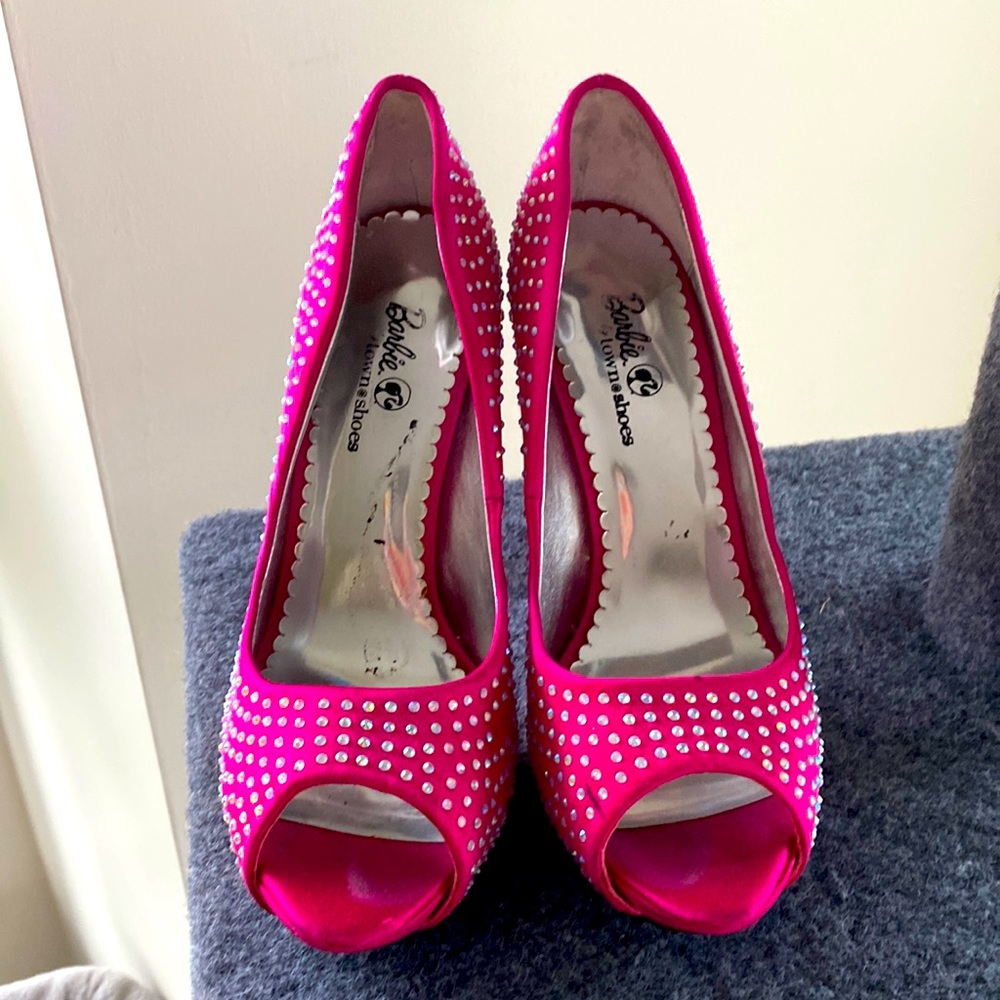 Studded Hot Pink Open Toe Barbie Pumps
